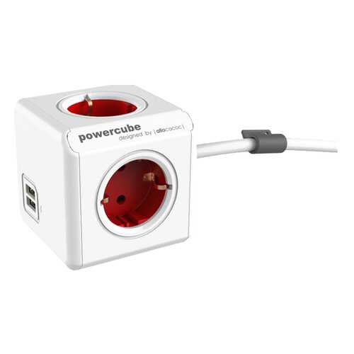 Удлинитель Allocacoc 1402RD/DEEUPC, 4 розетки, 1,5 м, White/Red в Медиа Маркт