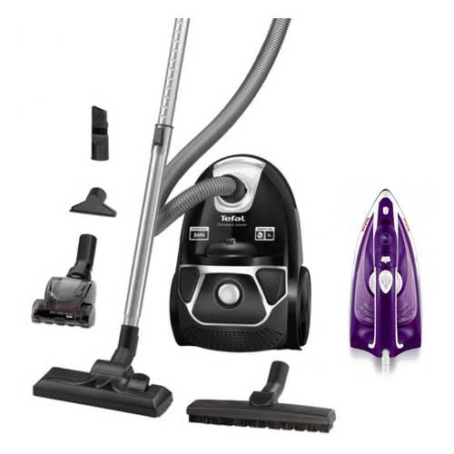 Комплект Пылесос Tefal Compact Power TW3985EA Black + Утюг Tefal FV1844E0 White/Purple в Медиа Маркт